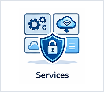 Services icon showing multiple business technology service areas from Computer Ties