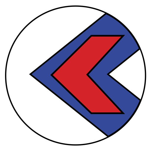 Computer Ties logo featuring a red angular emblem inside a blue outlined shape over a light gray circle.