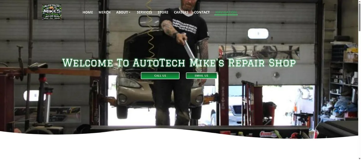 Auto Tech Mike's repair shop website home page designed by Computer Ties