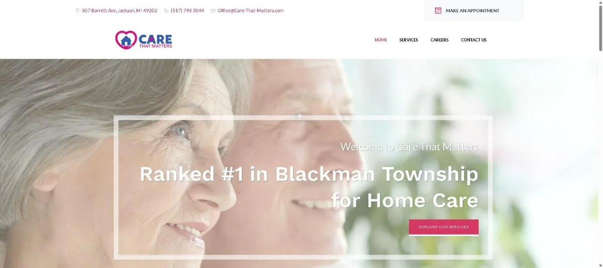 Care That Matters home care website home page designed by Computer Ties
