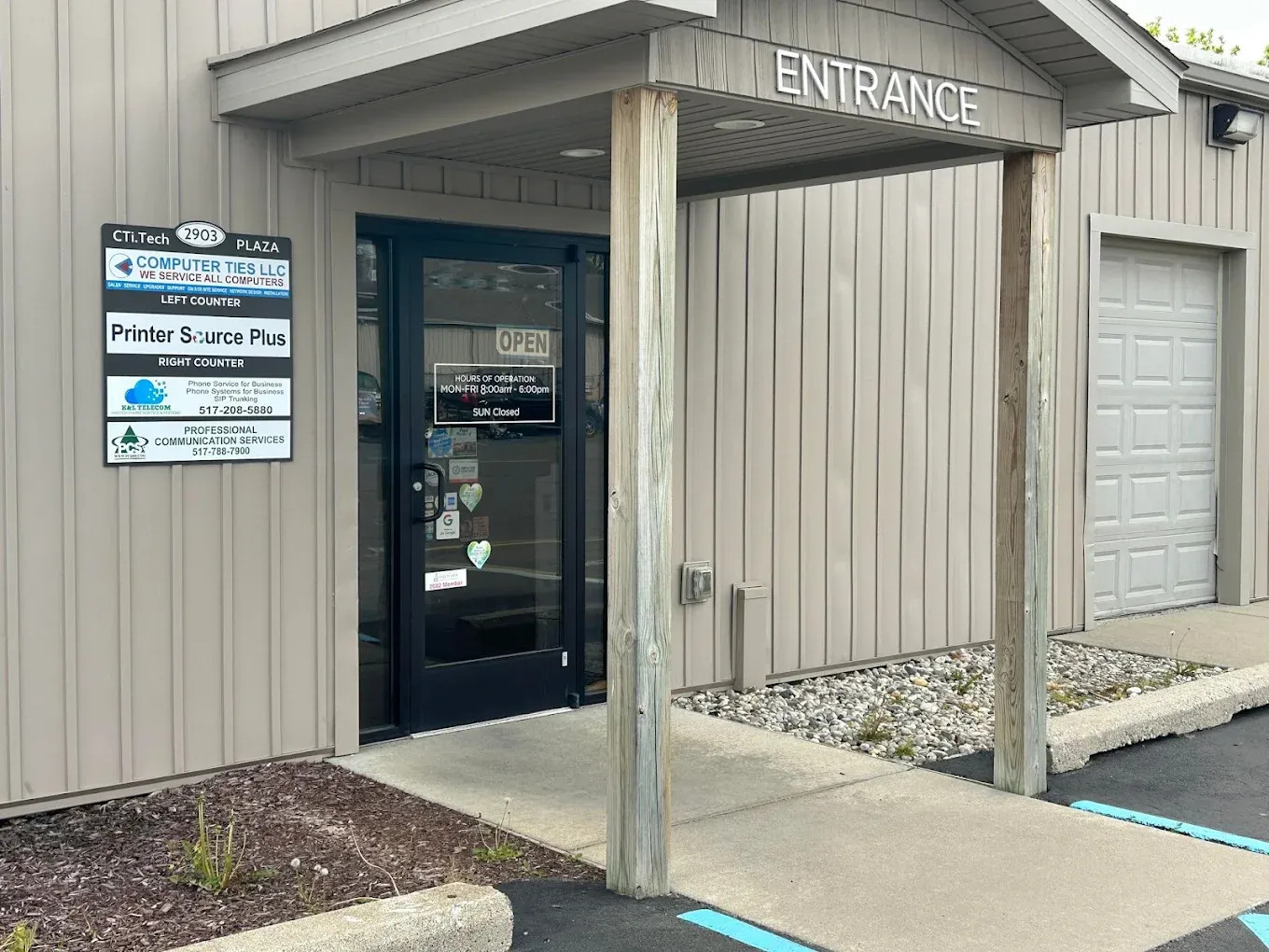 CTi Tech Plaza front entrance with tenant signage