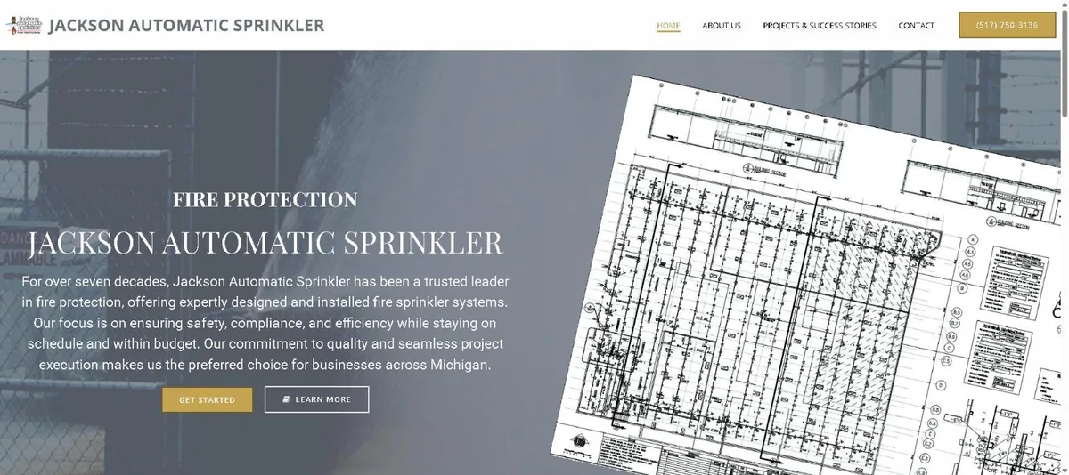 Jackson Automatic Sprinkler website home page designed by Computer Ties