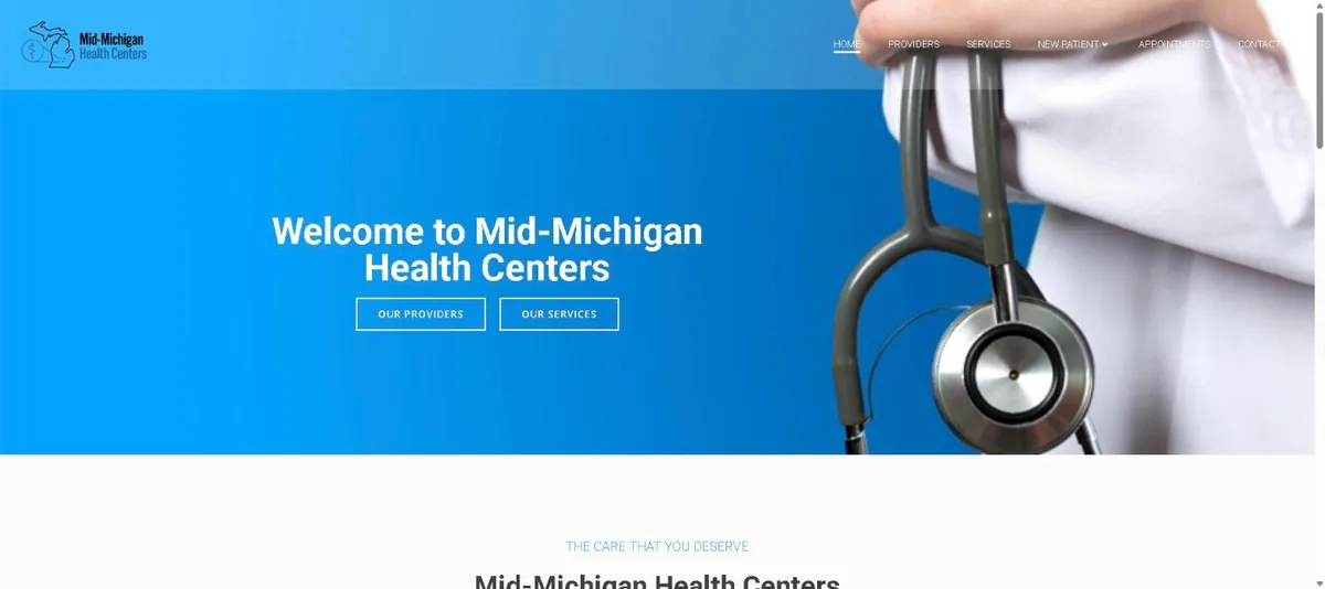 Mid-Michigan Health Centers website home page designed by Computer Ties