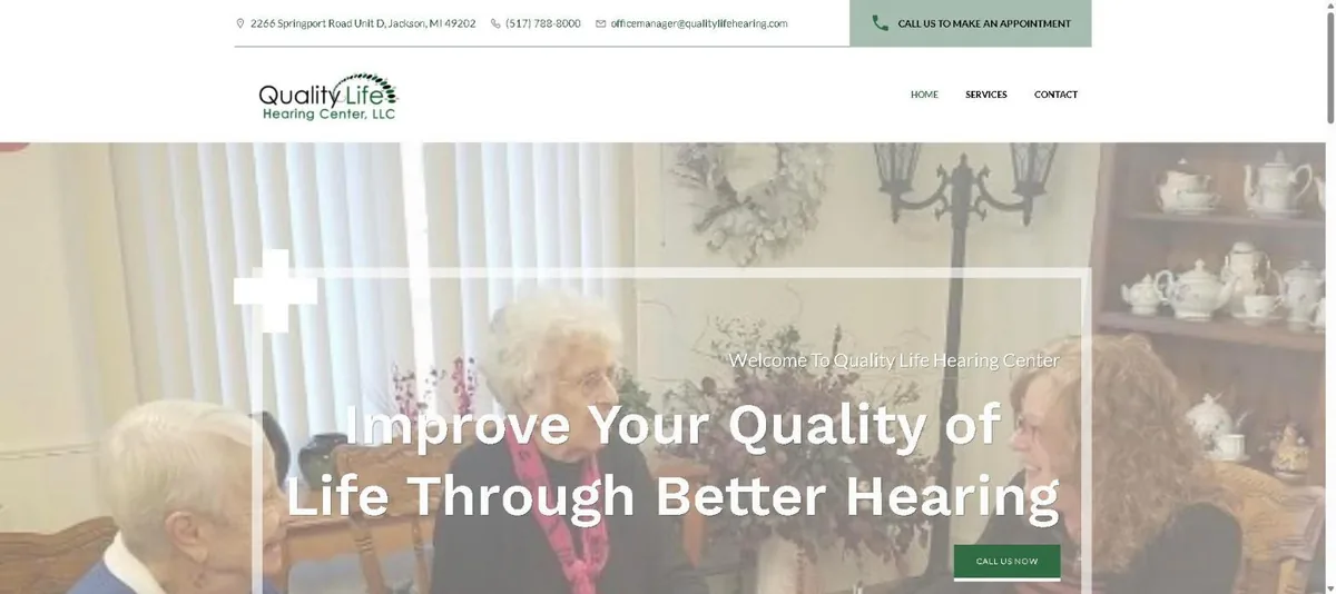 Quality Life Hearing Center website home page designed by Computer Ties