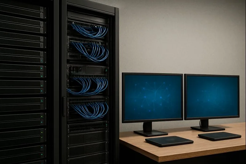 Server rack with organized network cabling