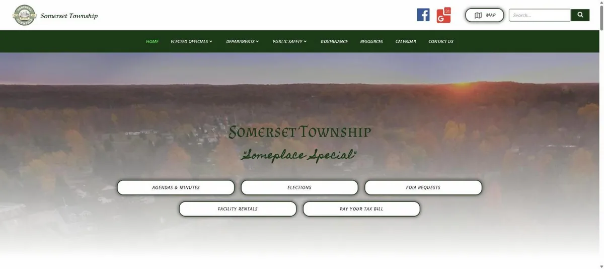 Somerset Township website home page designed by Computer Ties